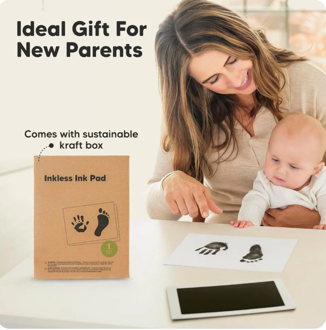 Inkless baby hand & footprint ink pad with 2 papers
