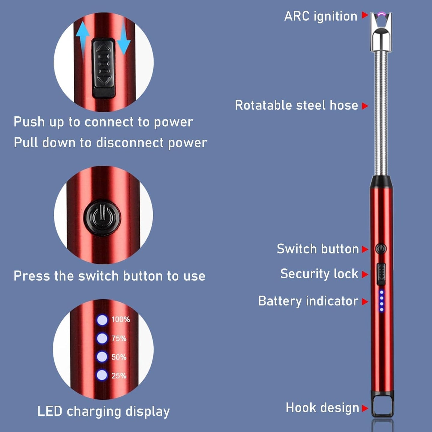 USB Plasma Rechargeable Electric Lighter for Kitchen